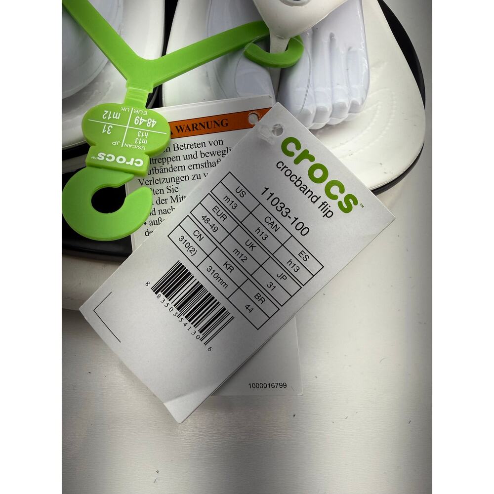 Crocs Crocband Flip-Flop Men's Size 13 White Toe-Post Casual Comfort Sandals NEW - Picture 4 of 9
